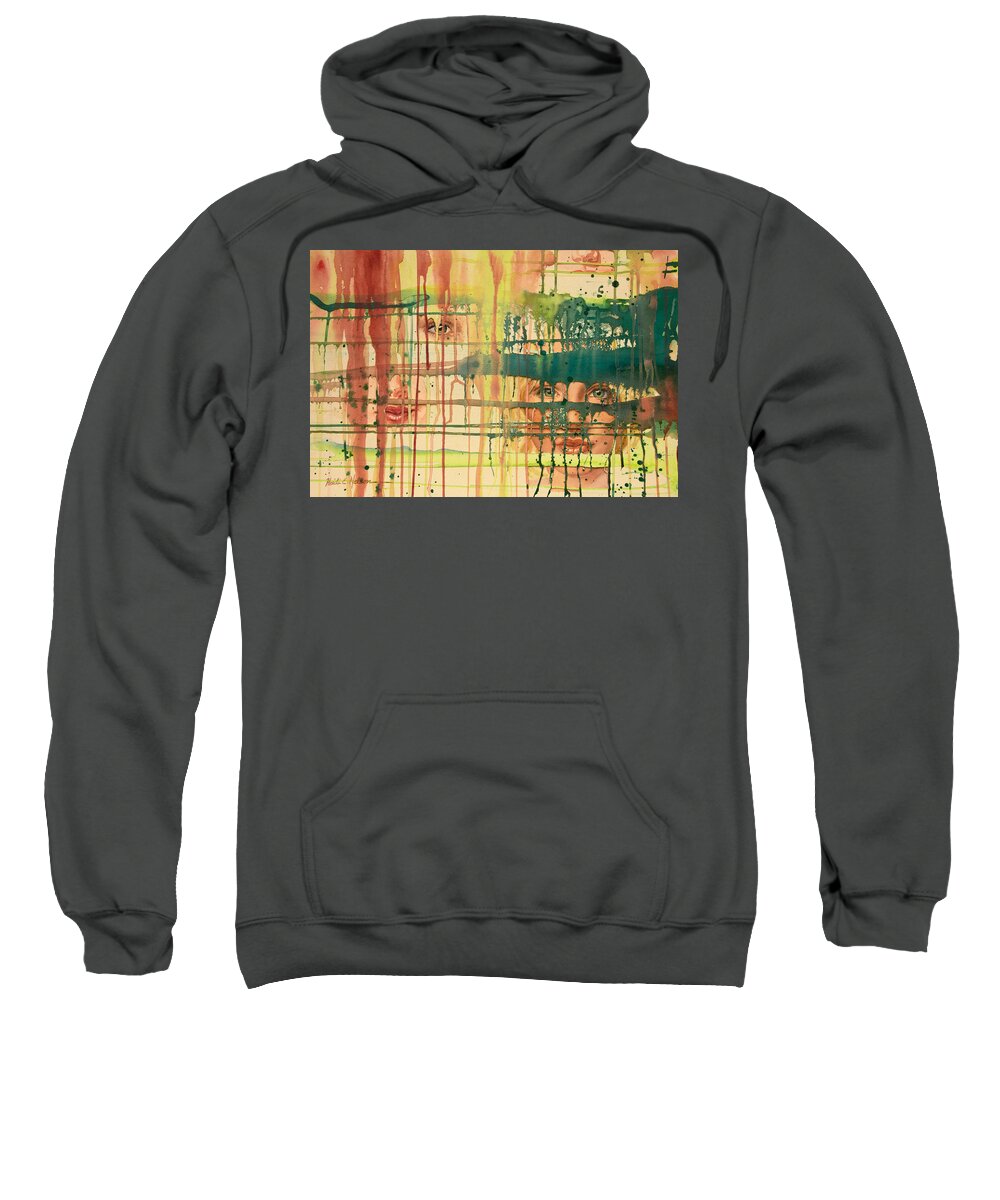 Portrait Sweatshirt featuring the painting Poured Over by Heidi E Nelson