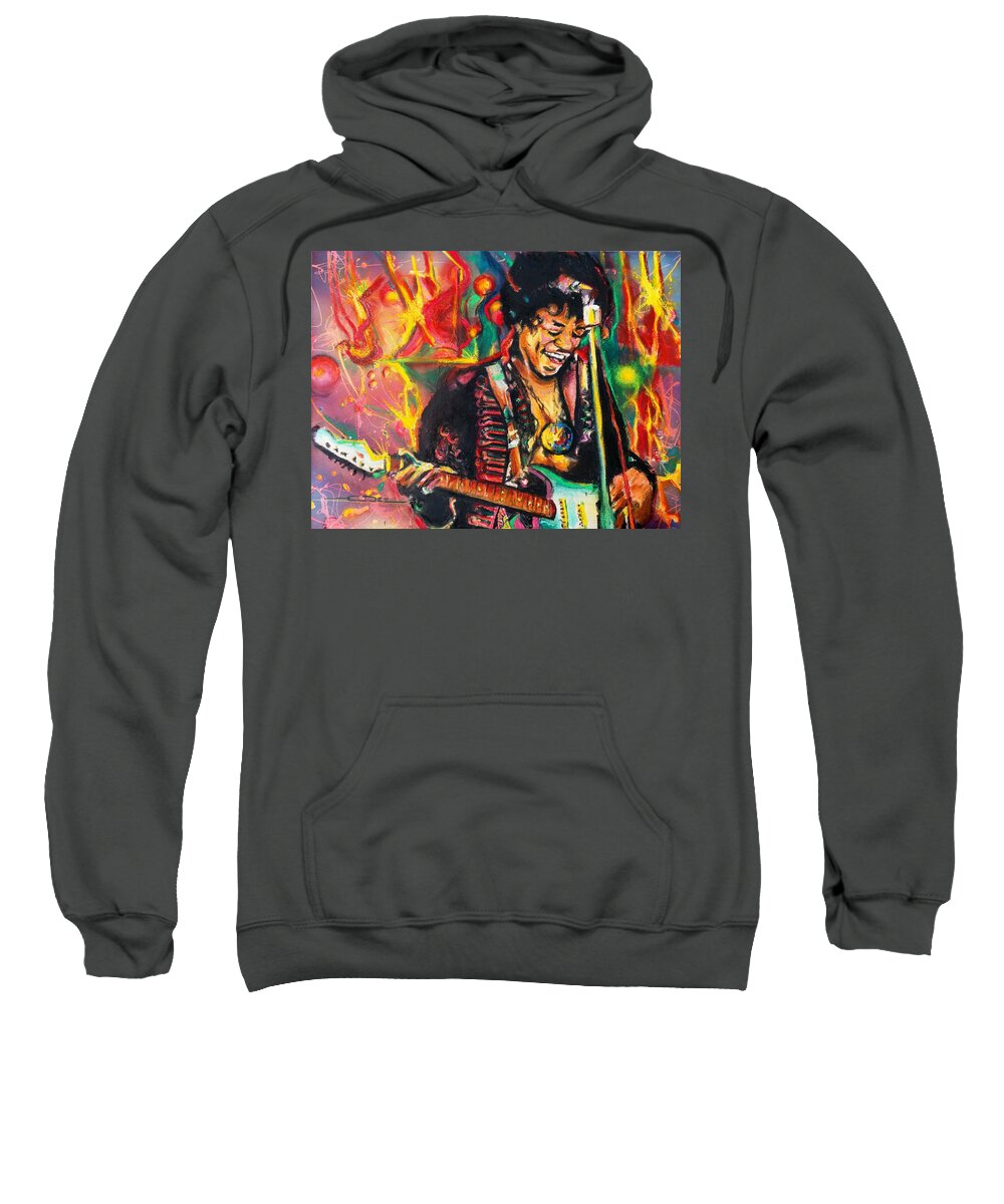 Jimi Hendrix Sweatshirt featuring the painting Purple Haze by Eric Dee