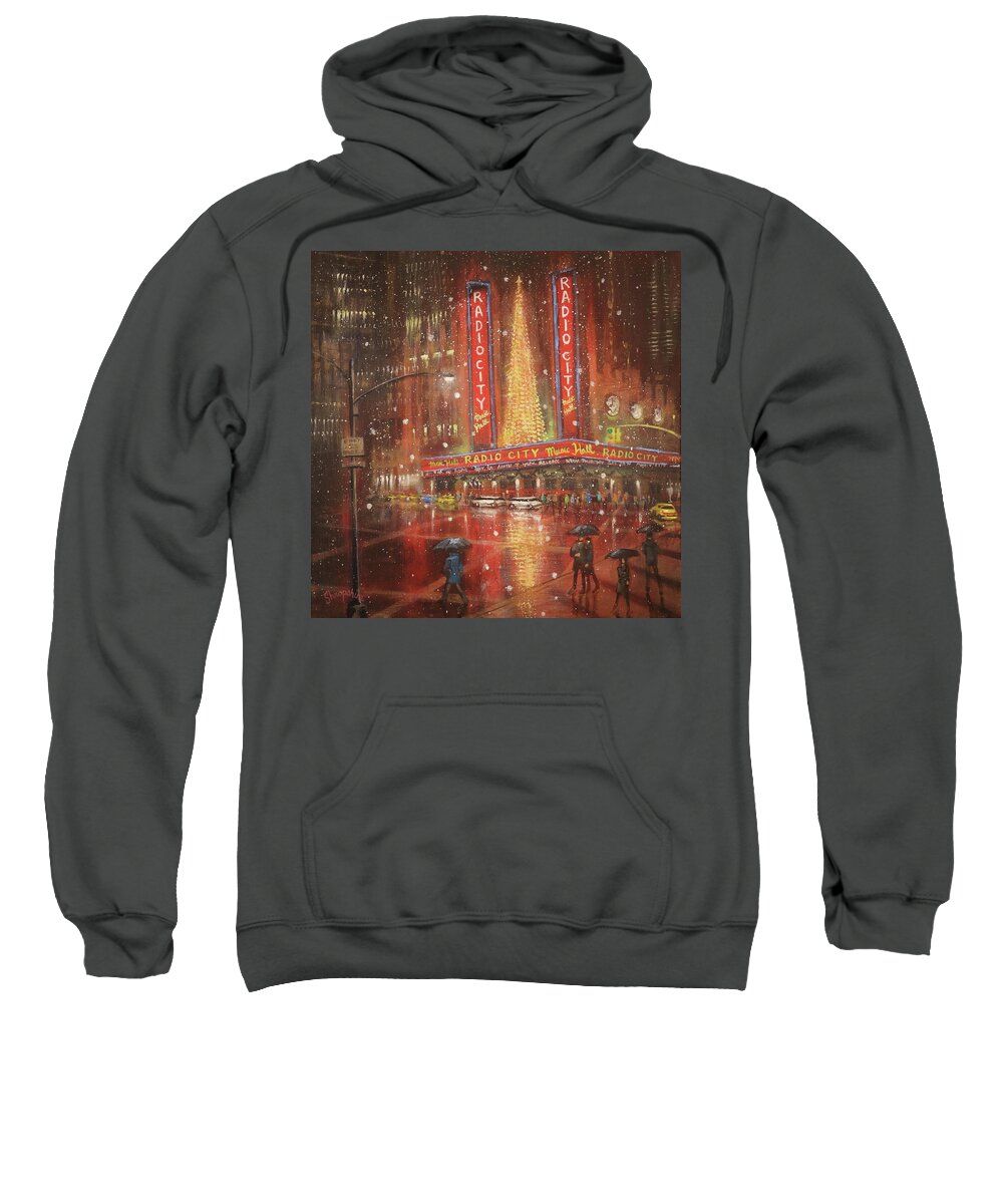 Radio City Music Hall Sweatshirt featuring the painting Radio City NYC by Tom Shropshire