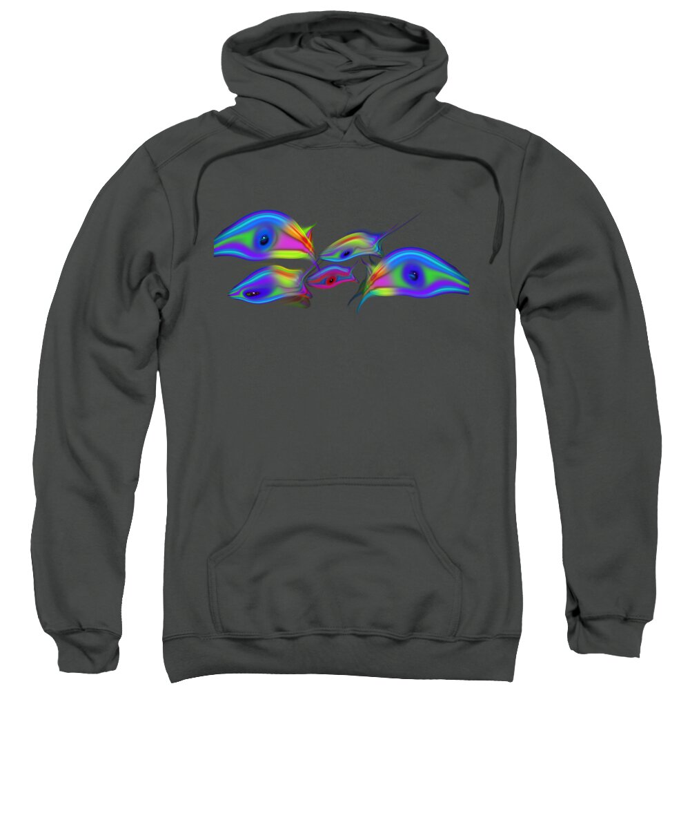 Rainbow Fish Sweatshirt featuring the digital art Rainbow Blue Fish by Charles Stuart