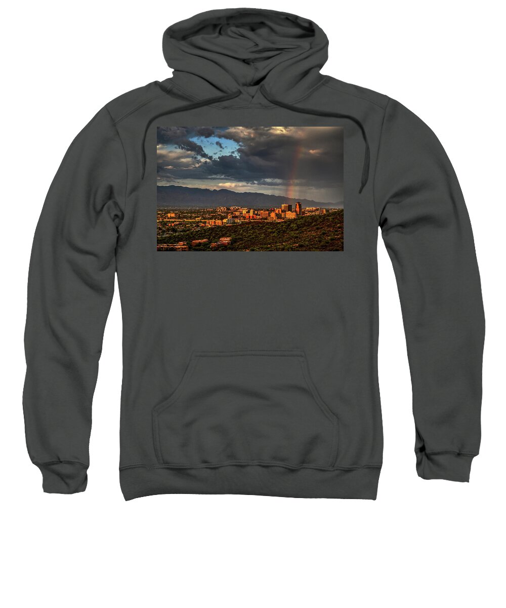 Tucson Sweatshirt featuring the photograph Rainbow over Tucson by Chance Kafka