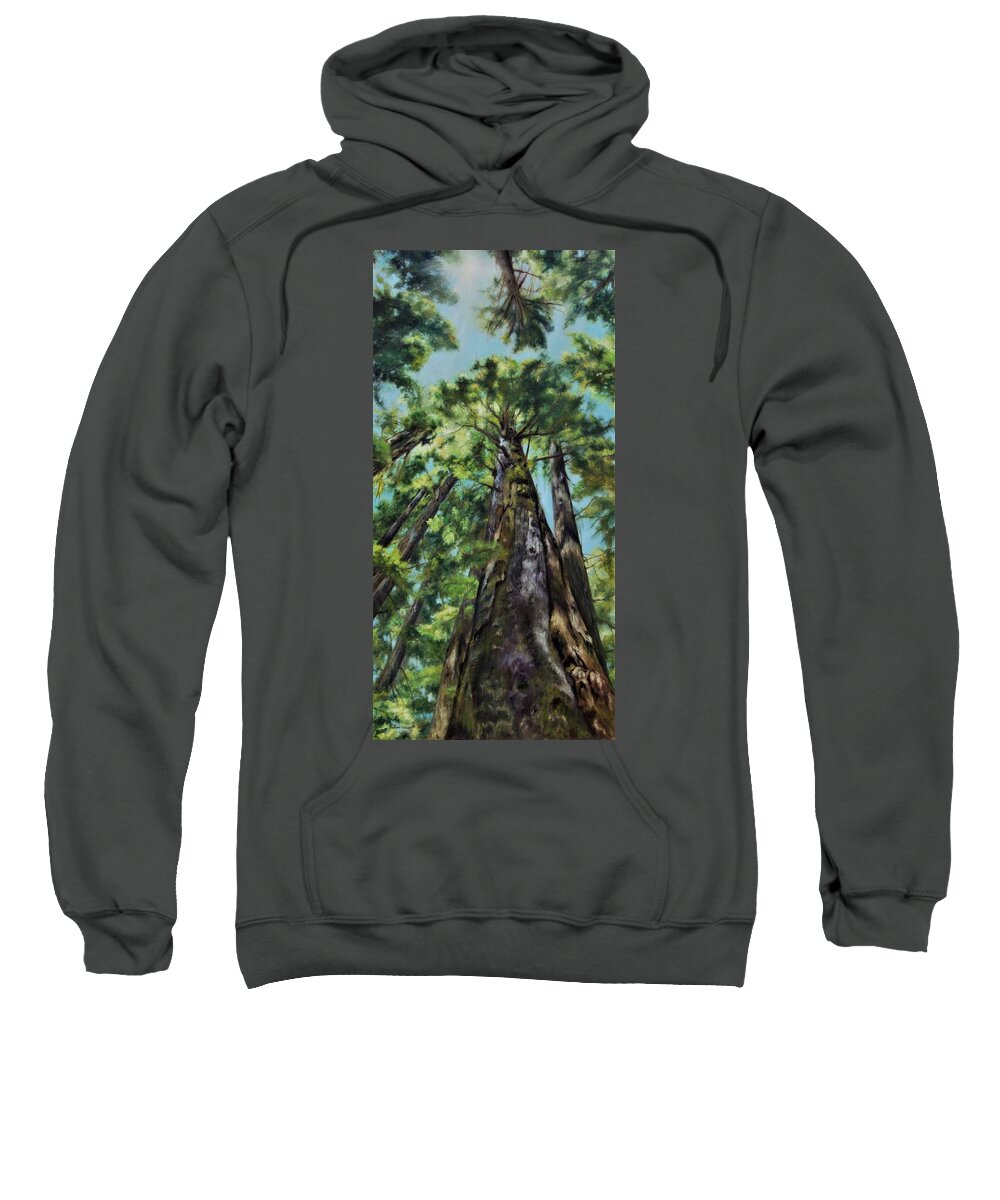 Forest Sweatshirt featuring the painting Reaching for the Light by Lori Brackett