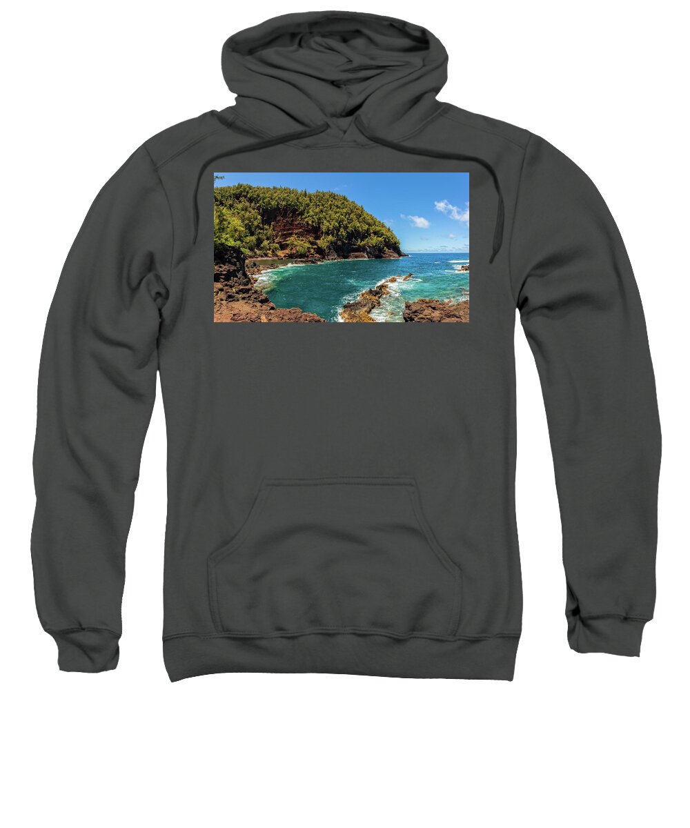Hana Beach Sweatshirt featuring the photograph Red Sands Beach by Chris Spencer