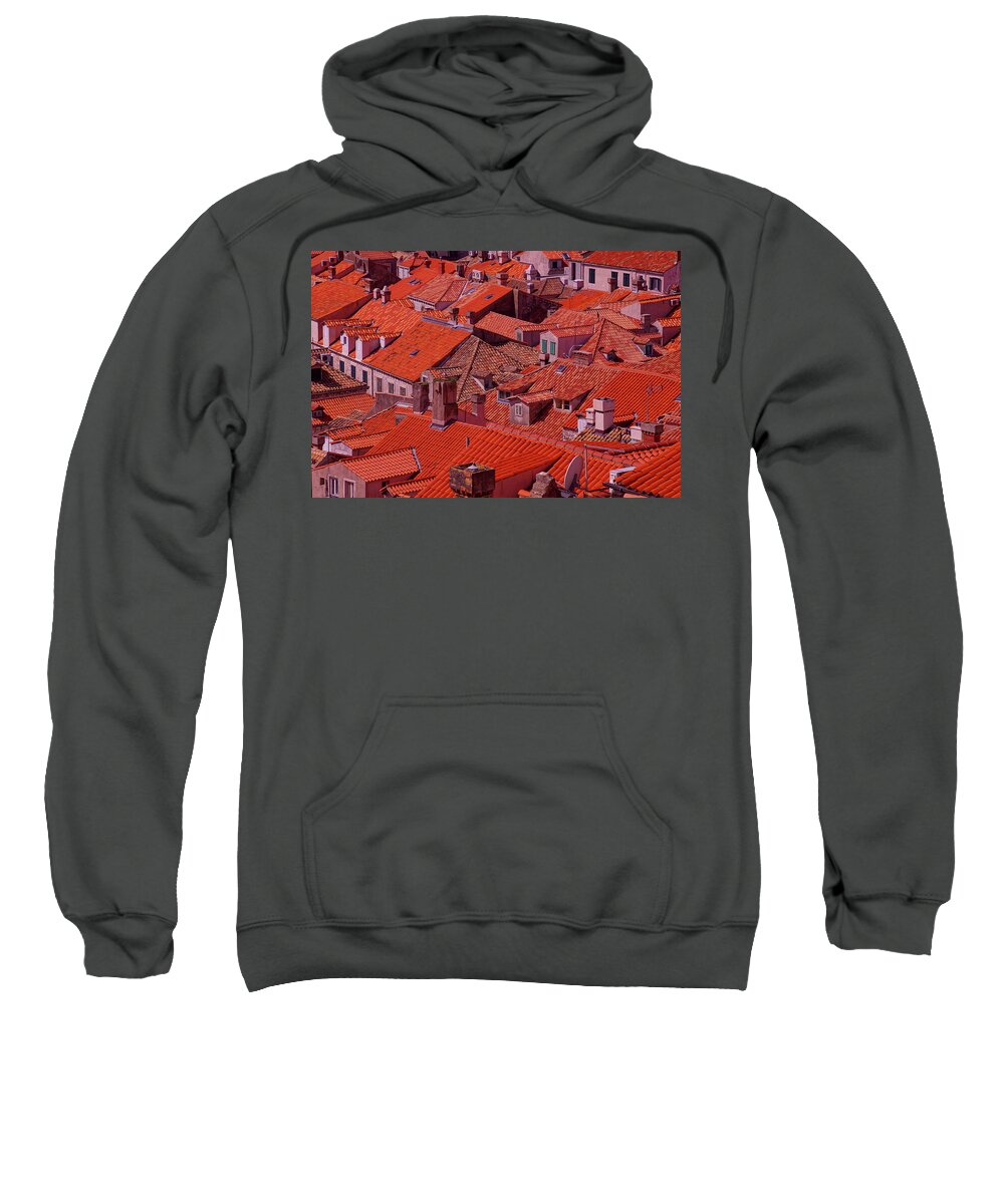 Croatia Sweatshirt featuring the photograph Roofops of the old city from the city walls by Steve Estvanik