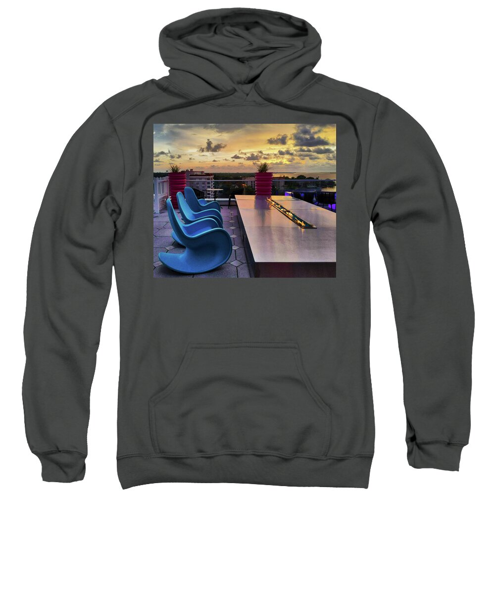 Sky Sweatshirt featuring the photograph Rooftop Sunset by Portia Olaughlin