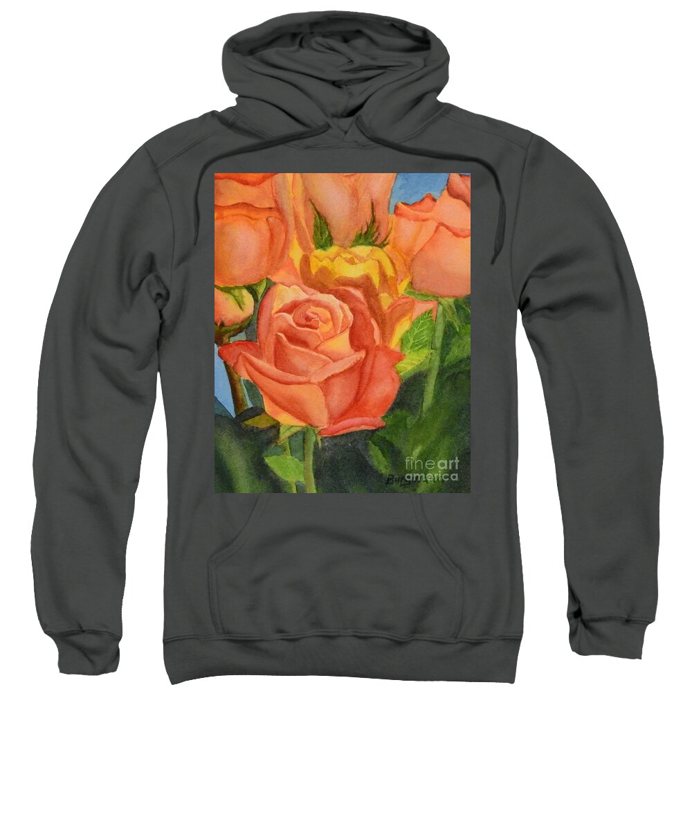 Rose Sweatshirt featuring the painting Rose by Petra Burgmann