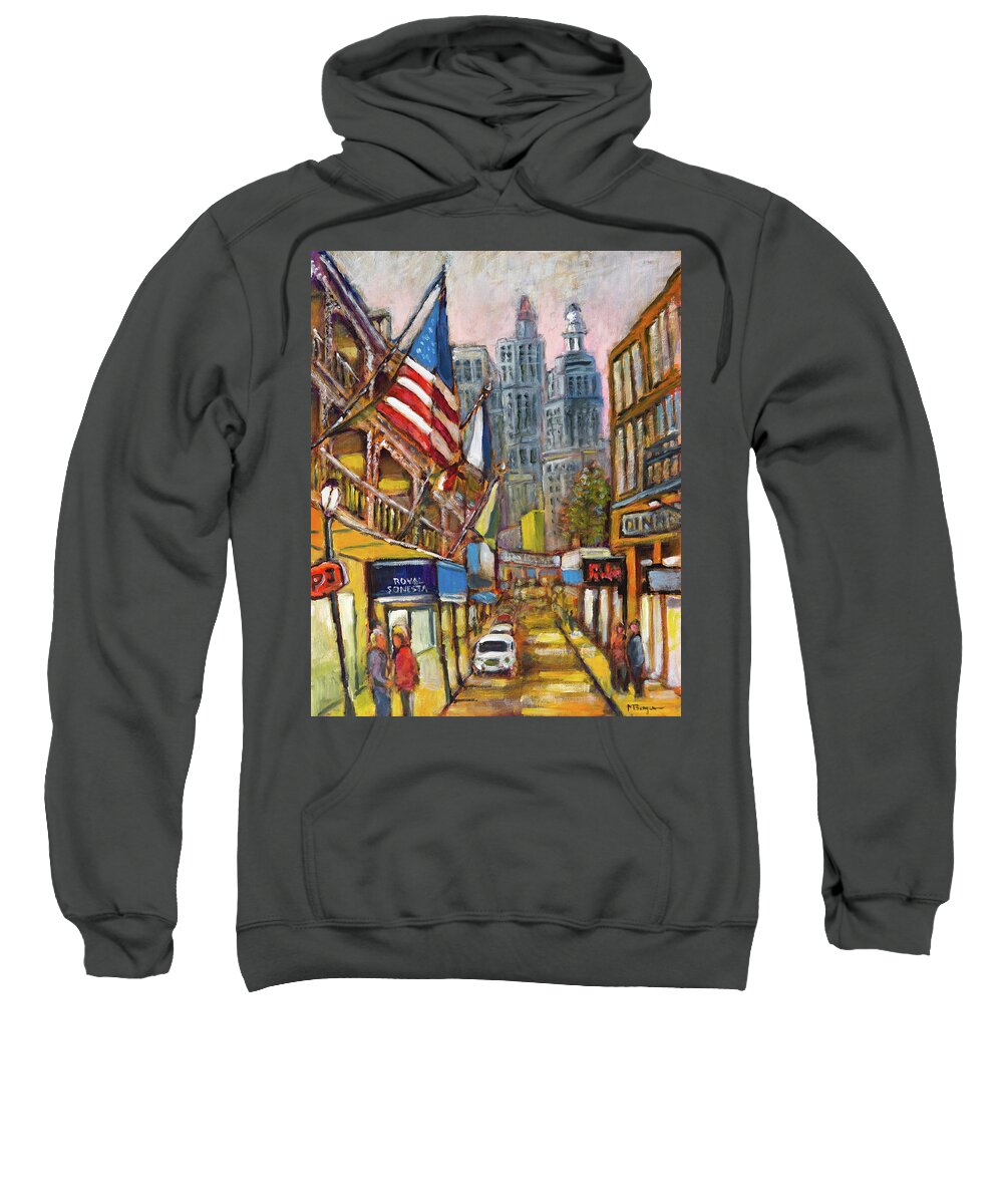 New Orleans Sweatshirt featuring the painting Royal Sonesta by Mike Bergen