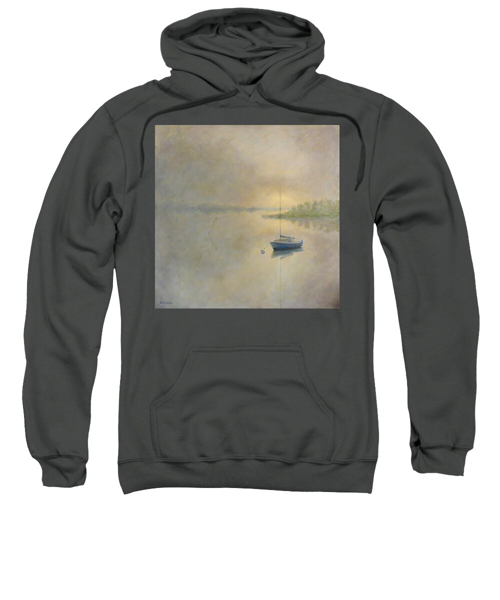 Fog Sweatshirt featuring the painting SailboatinFog by Joe Bergholm