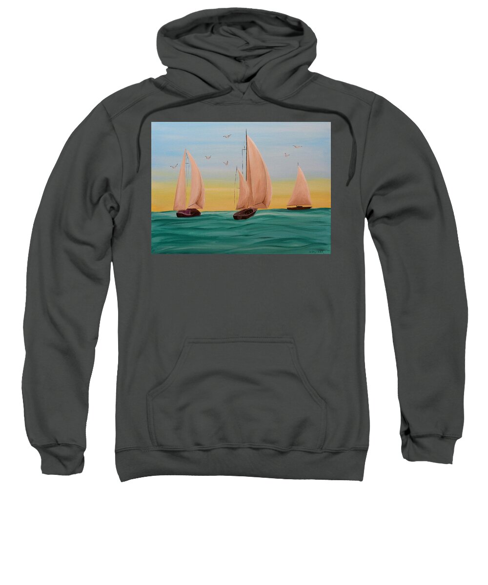 Sailing Sweatshirt featuring the painting Sailing the High Seas by Jimmy Chuck Smith