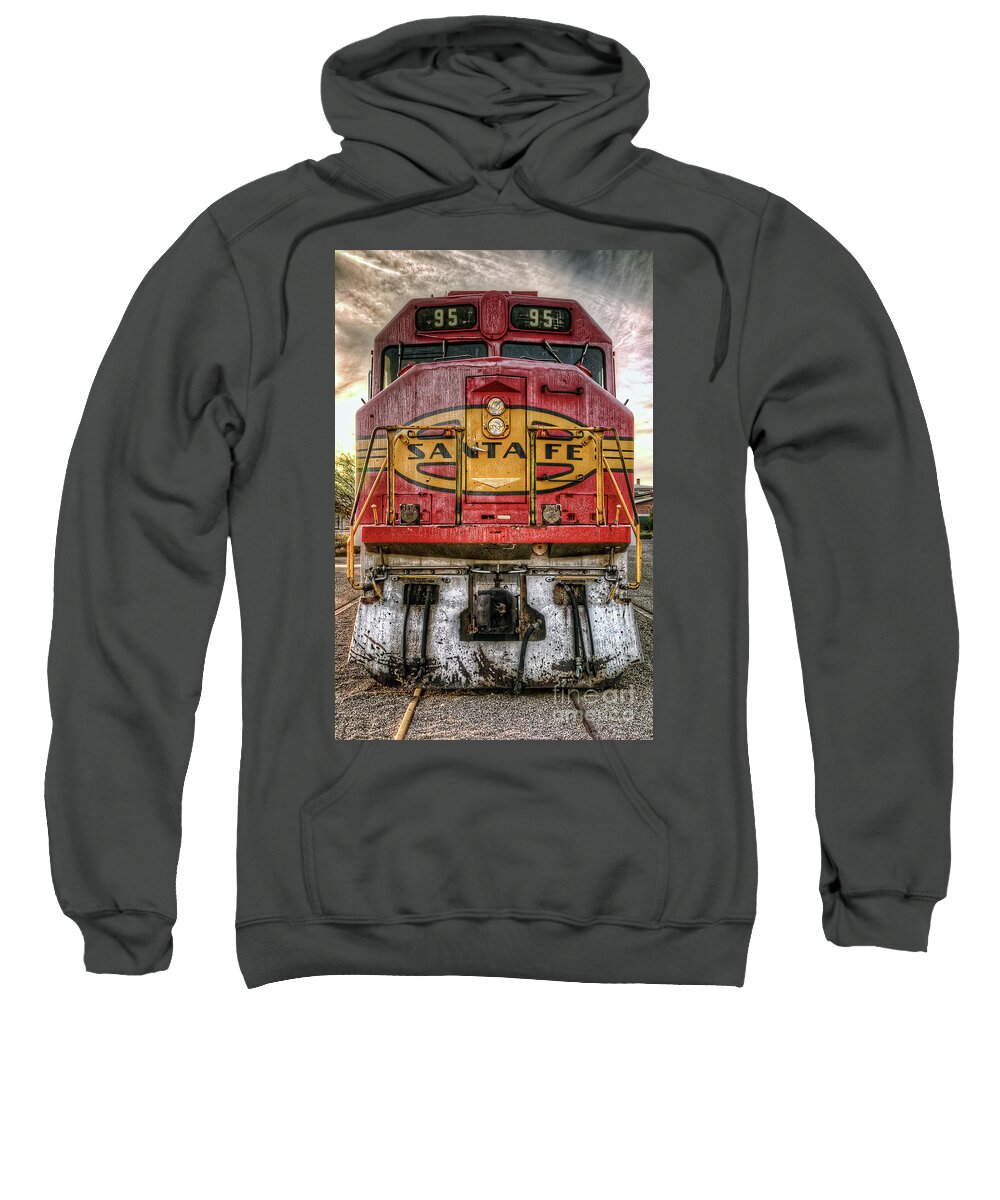 Santa Fe Sweatshirt featuring the photograph Santa Fe Train Engine by Eddie Yerkish