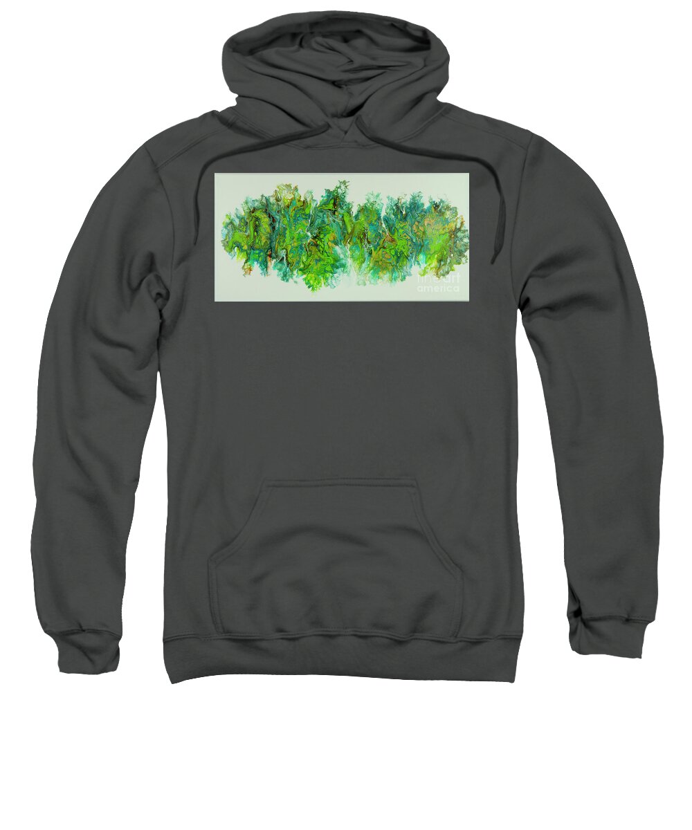 Poured Acrylic Sweatshirt featuring the painting Sea Lettuce Creature by Lucy Arnold