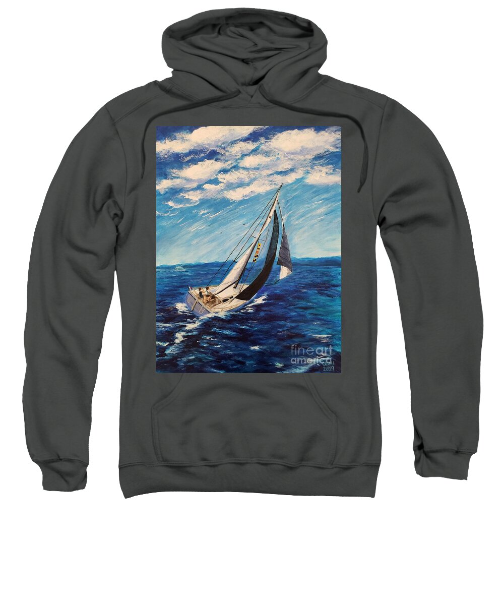 Idyll Sweatshirt featuring the painting Seilglede 4 Ideal Weather by C E Dill