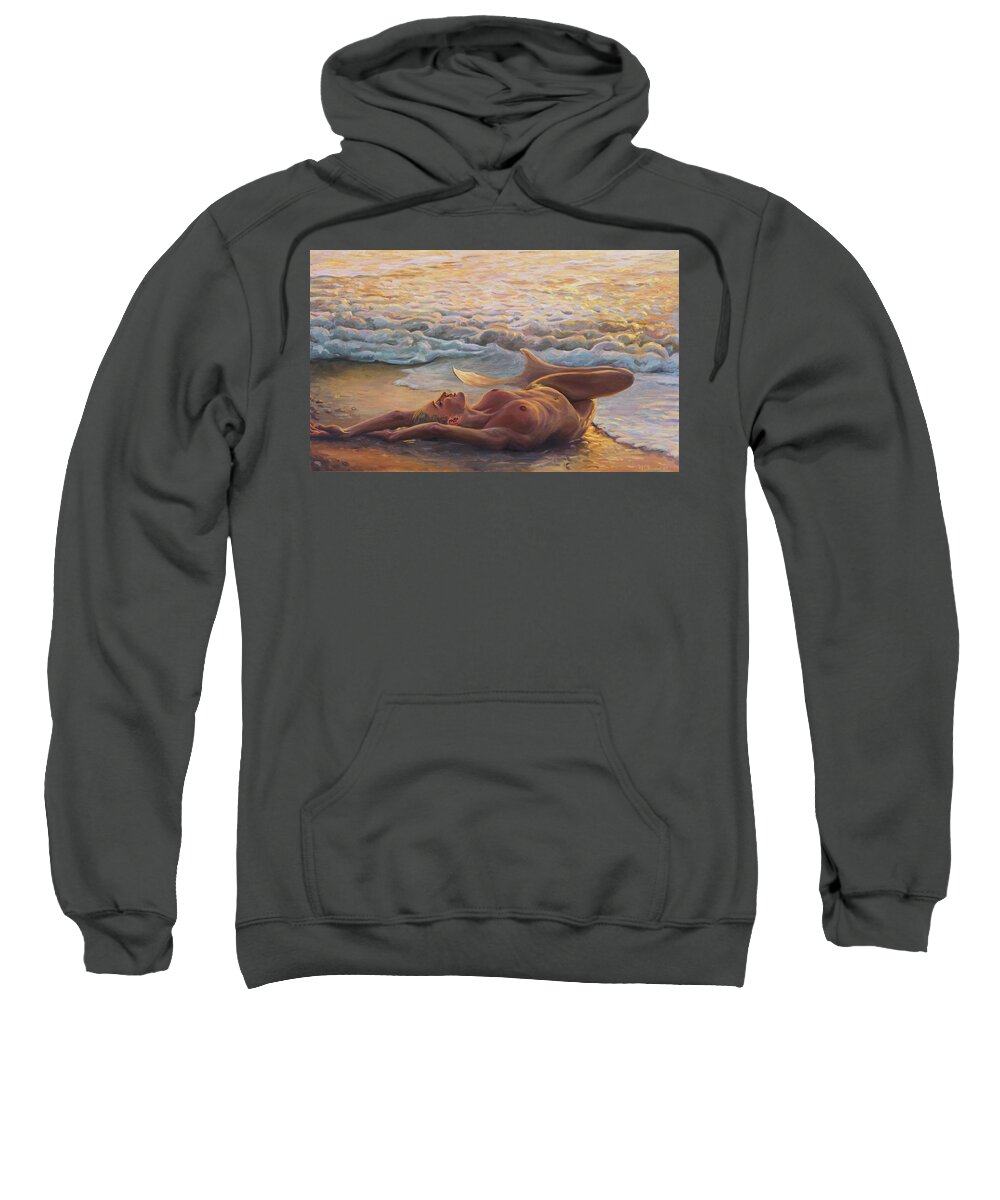 Mermaid Sweatshirt featuring the painting Shining In The Sunset by Marco Busoni