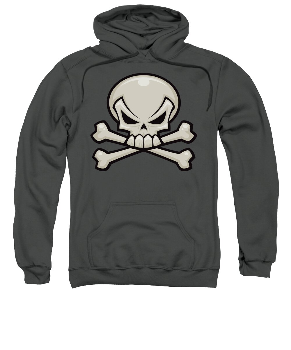 Bone Sweatshirt featuring the digital art Skull and Crossbones by John Schwegel