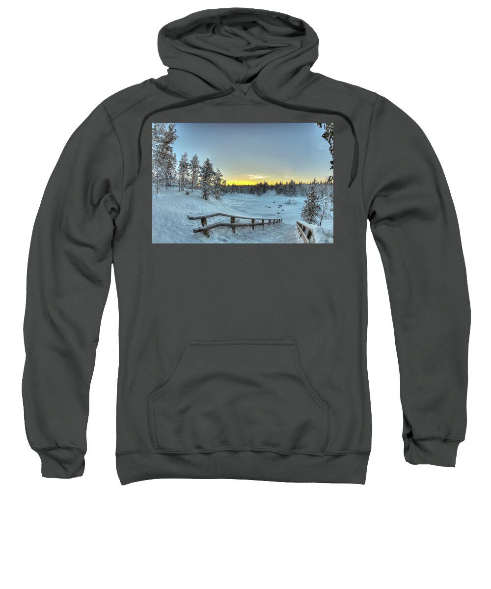 Tourism Sweatshirt featuring the photograph Sledding in the Evening by Laura Hedien