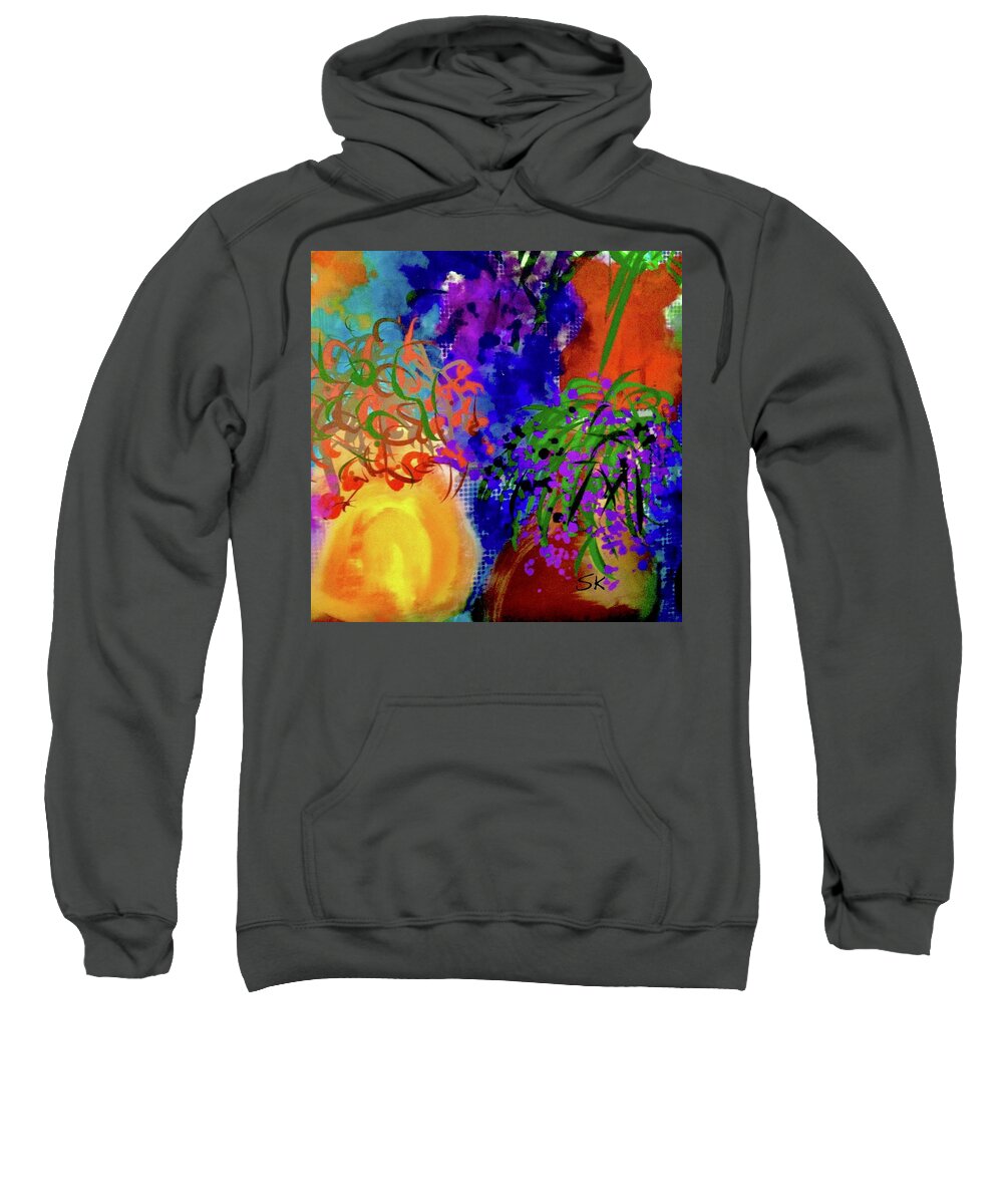 Floral Sweatshirt featuring the digital art Slice of Flowermarket Square by Sherry Killam