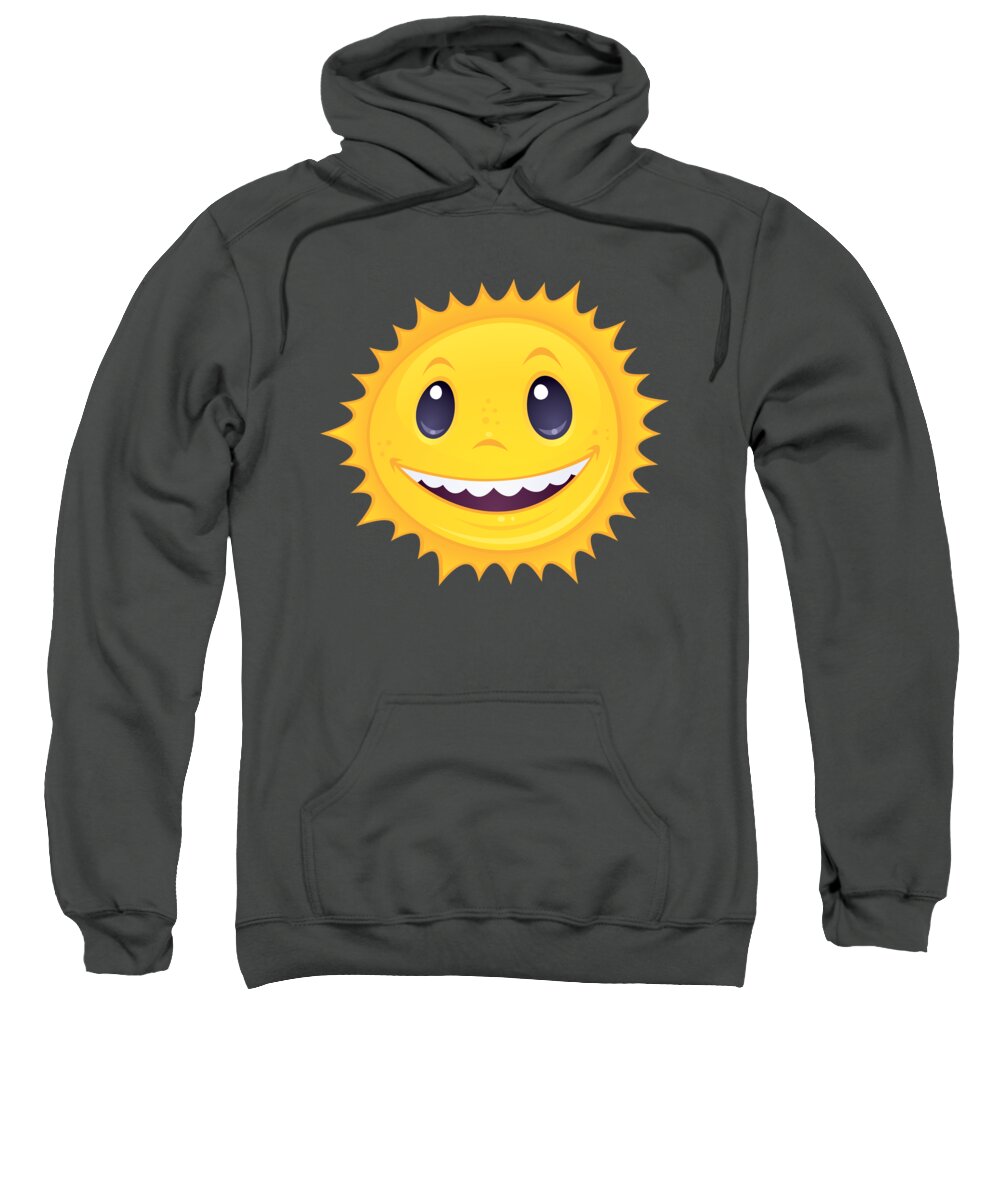 Face Sweatshirt featuring the digital art Smiley Sun by John Schwegel