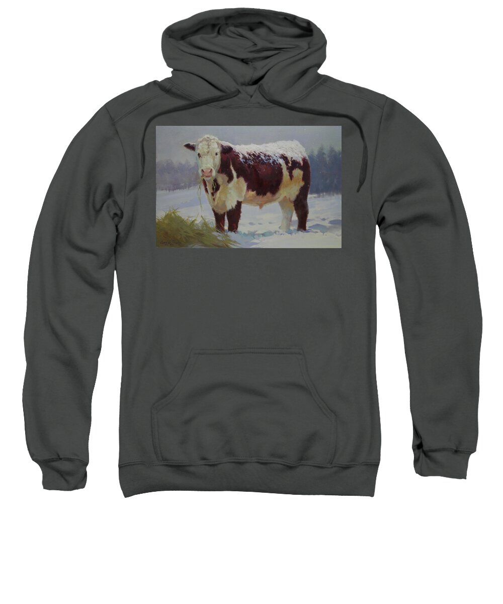 Farm Animals Sweatshirt featuring the painting Snowman by Carolyne Hawley