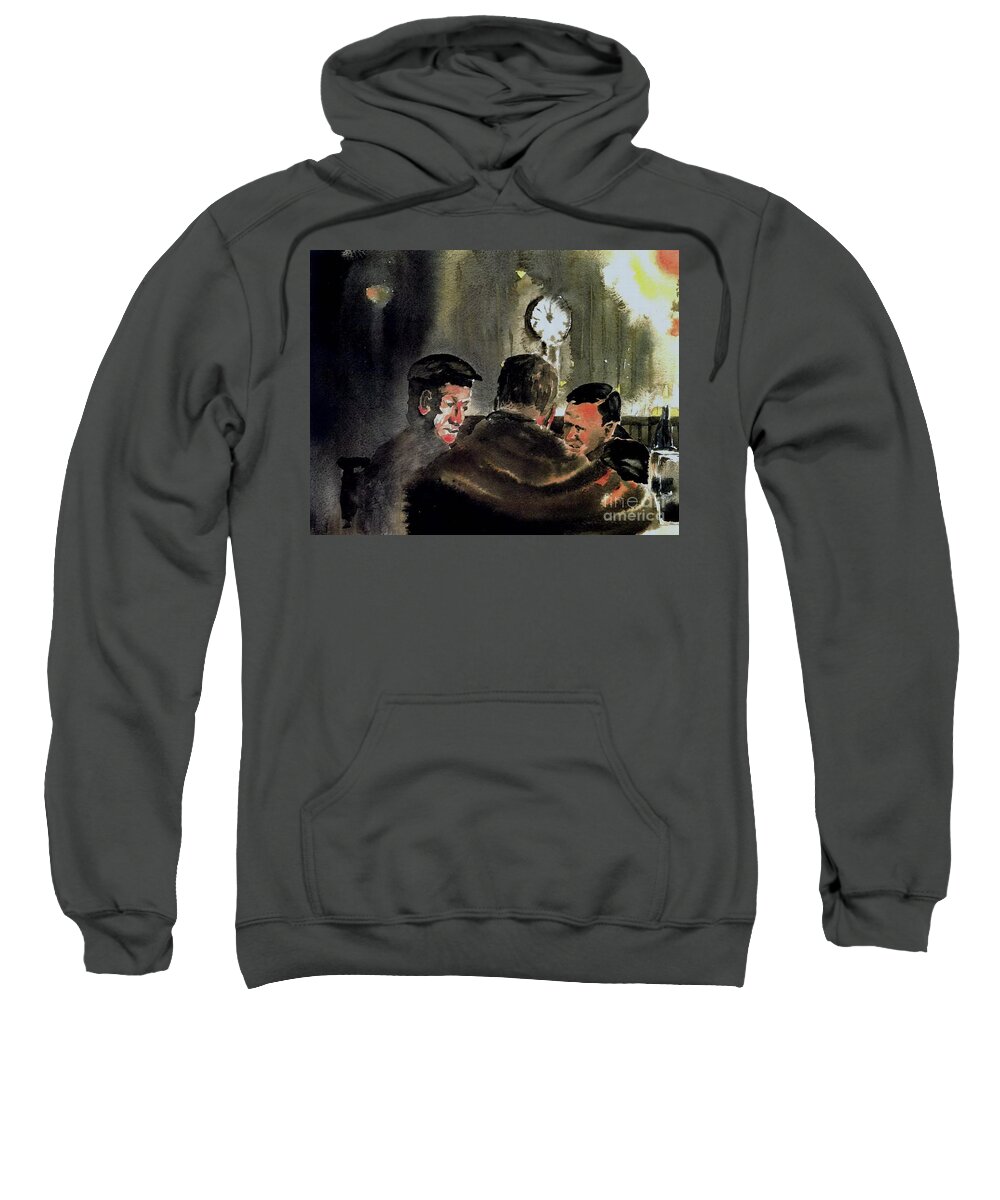 Ireland Sweatshirt featuring the painting Solving world problems by Val Byrne
