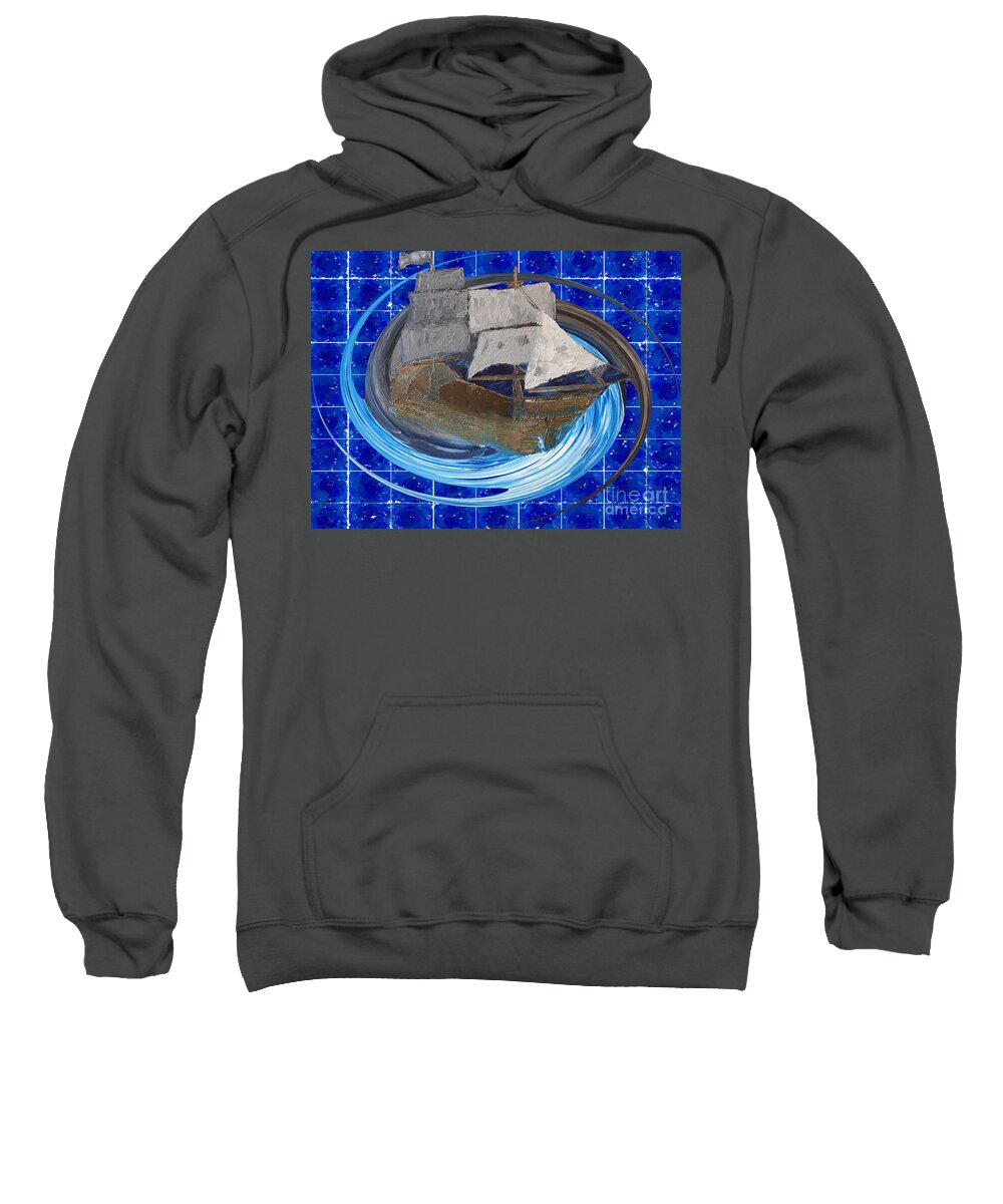 Ship Sweatshirt featuring the painting Space Ship by Bill King