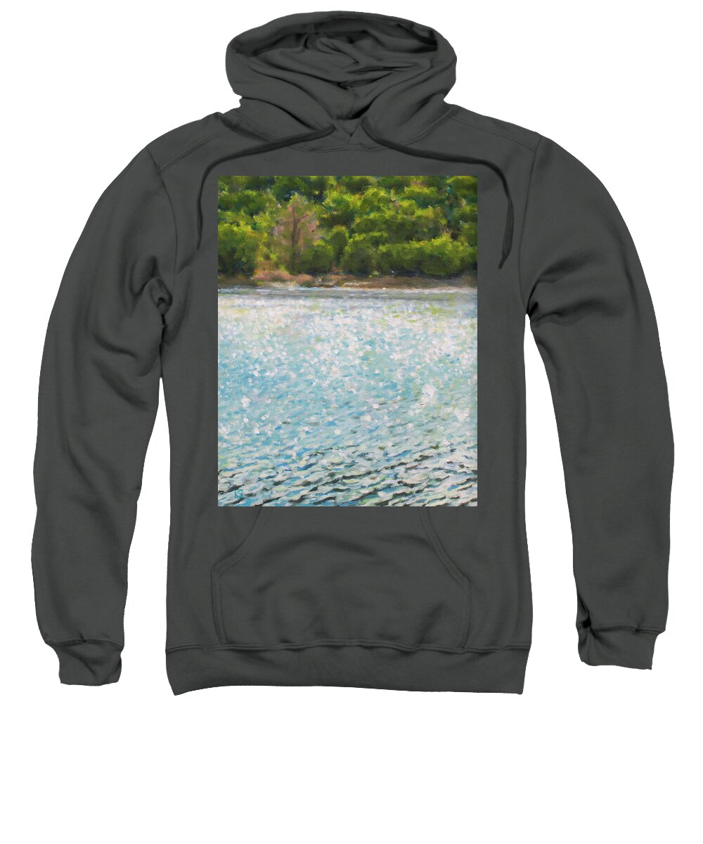 Landscape Sweatshirt featuring the painting Sparkles On Water by Kerima Swain