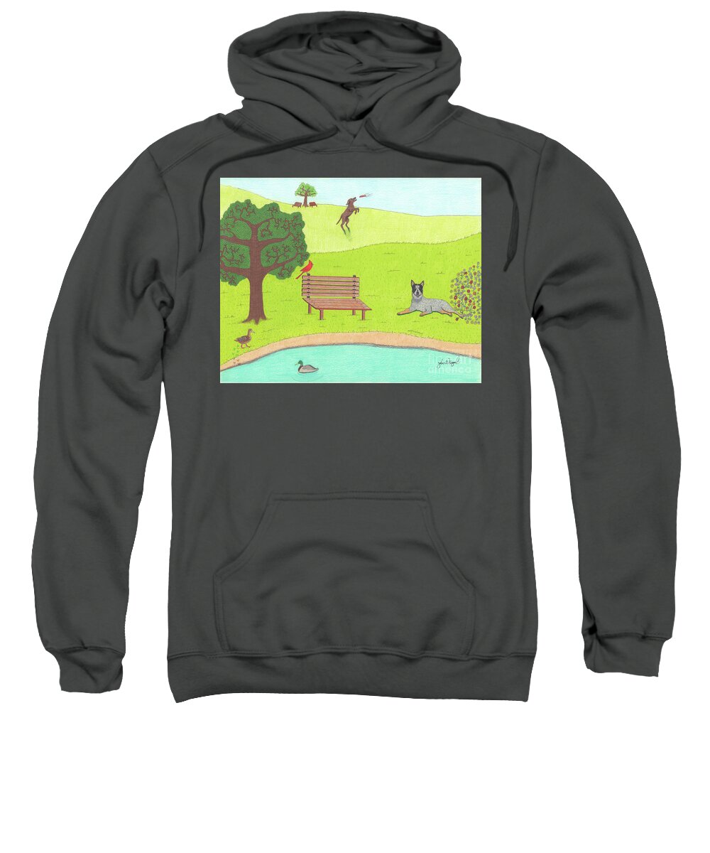 Spring Sweatshirt featuring the drawing Spring Is In The Air by John Wiegand