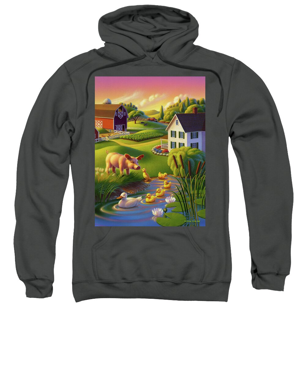 Spring Pig Sweatshirt featuring the painting Spring Pig by Robin Moline