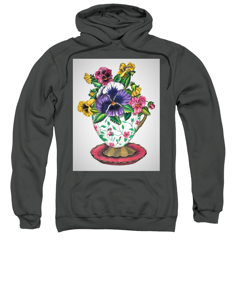 Still Life Sweatshirt featuring the drawing Still life with flowers by Tara Krishna