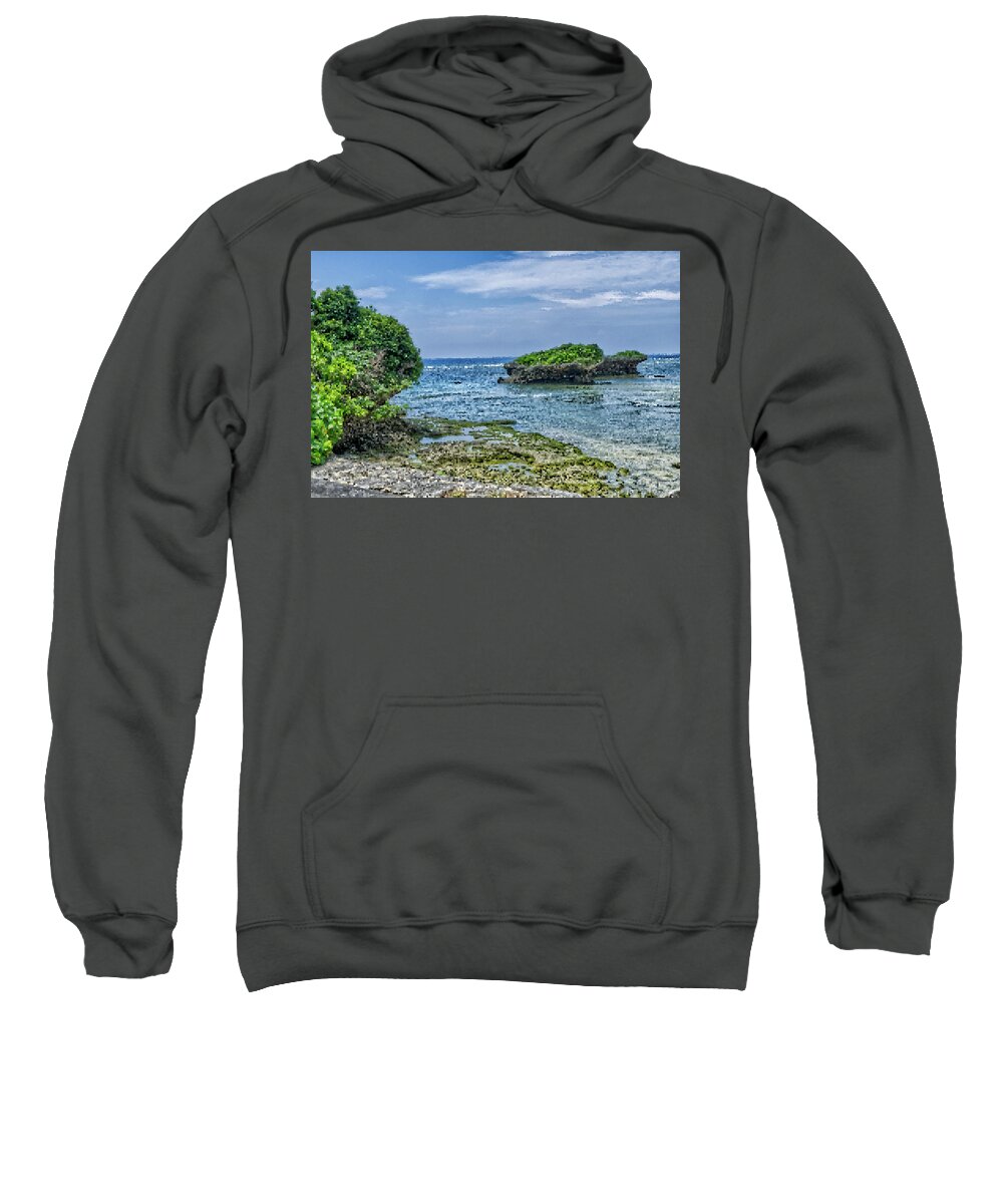 High Contrast Sweatshirt featuring the photograph Stylized beach by Eric Hafner
