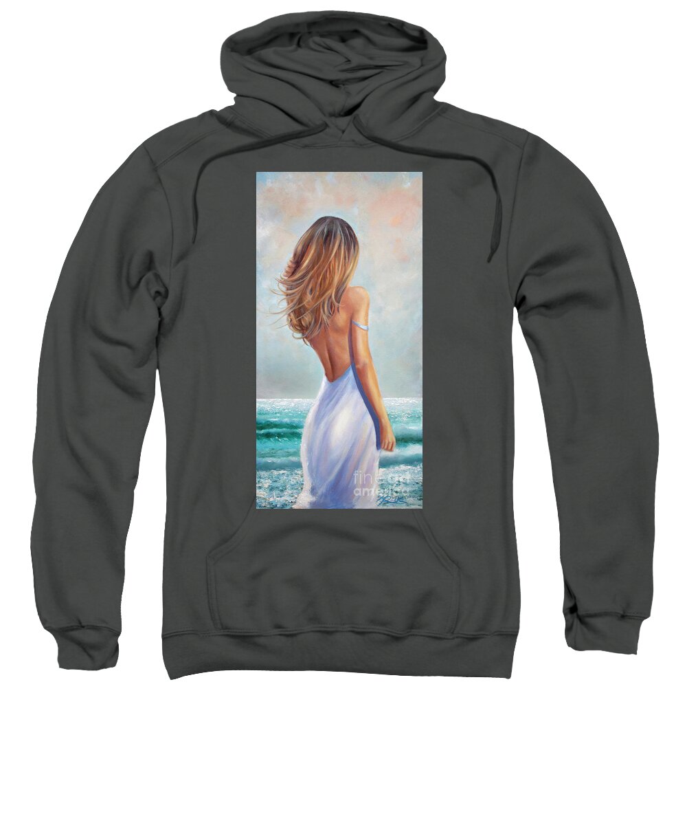 Landscape Sweatshirt featuring the painting Summer Beach by Michael Rock
