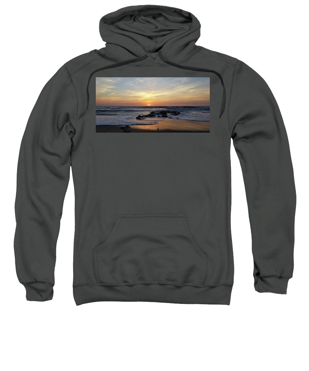 Sun Sweatshirt featuring the photograph Sunrise At The 15th St Jetty by Robert Banach