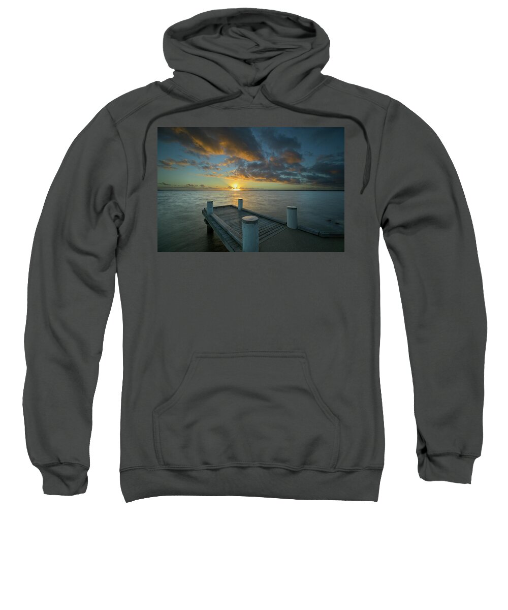 Jetty Sweatshirt featuring the photograph Sunrise from the Boreen Point Jetty by Nicolas Lombard