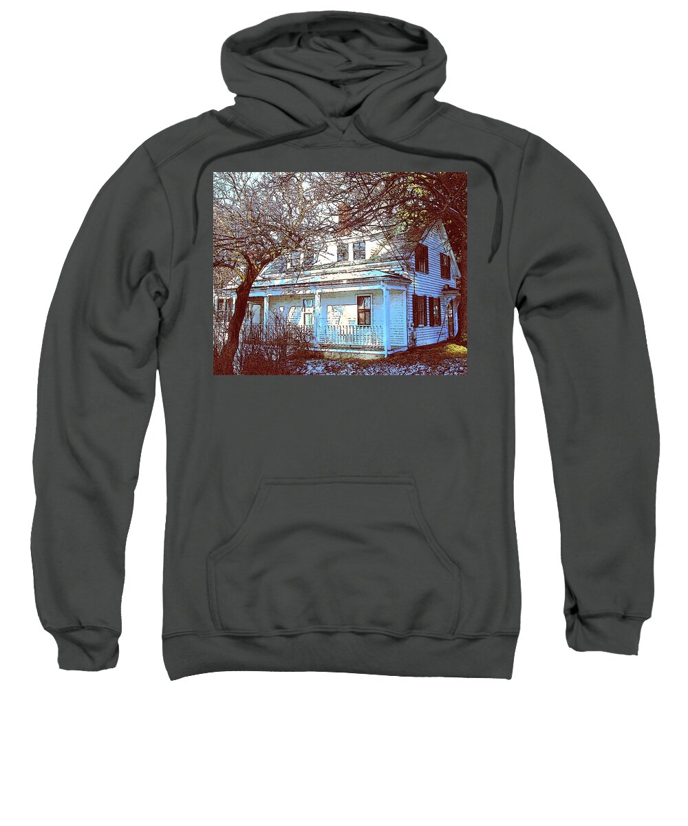 Warren Conference Center Sweatshirt featuring the digital art Sunset on Hall House by Cliff Wilson