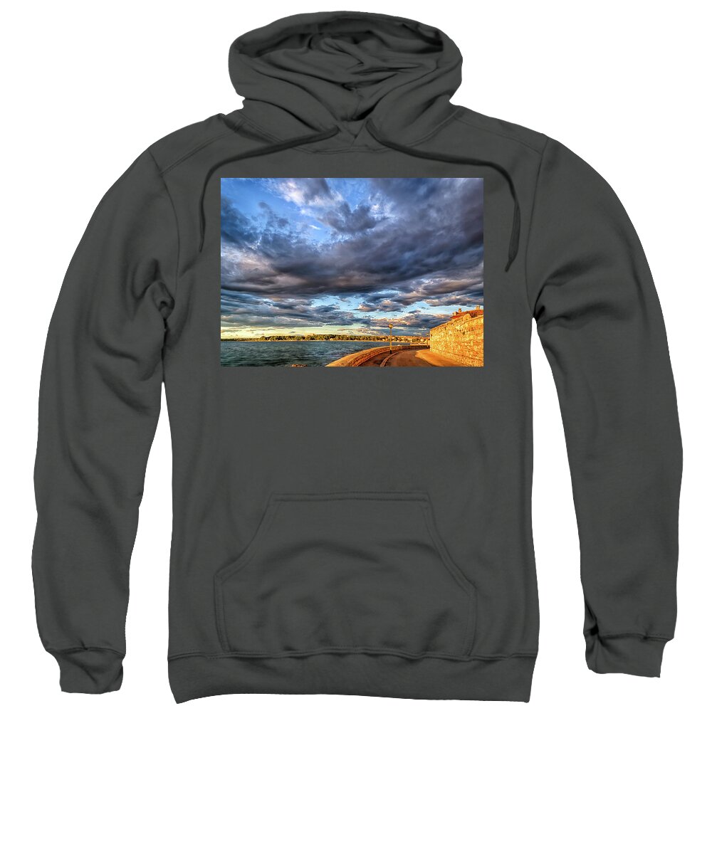 Quay Sweatshirt featuring the photograph Sunset on the streets of Porec by Vivida Photo PC
