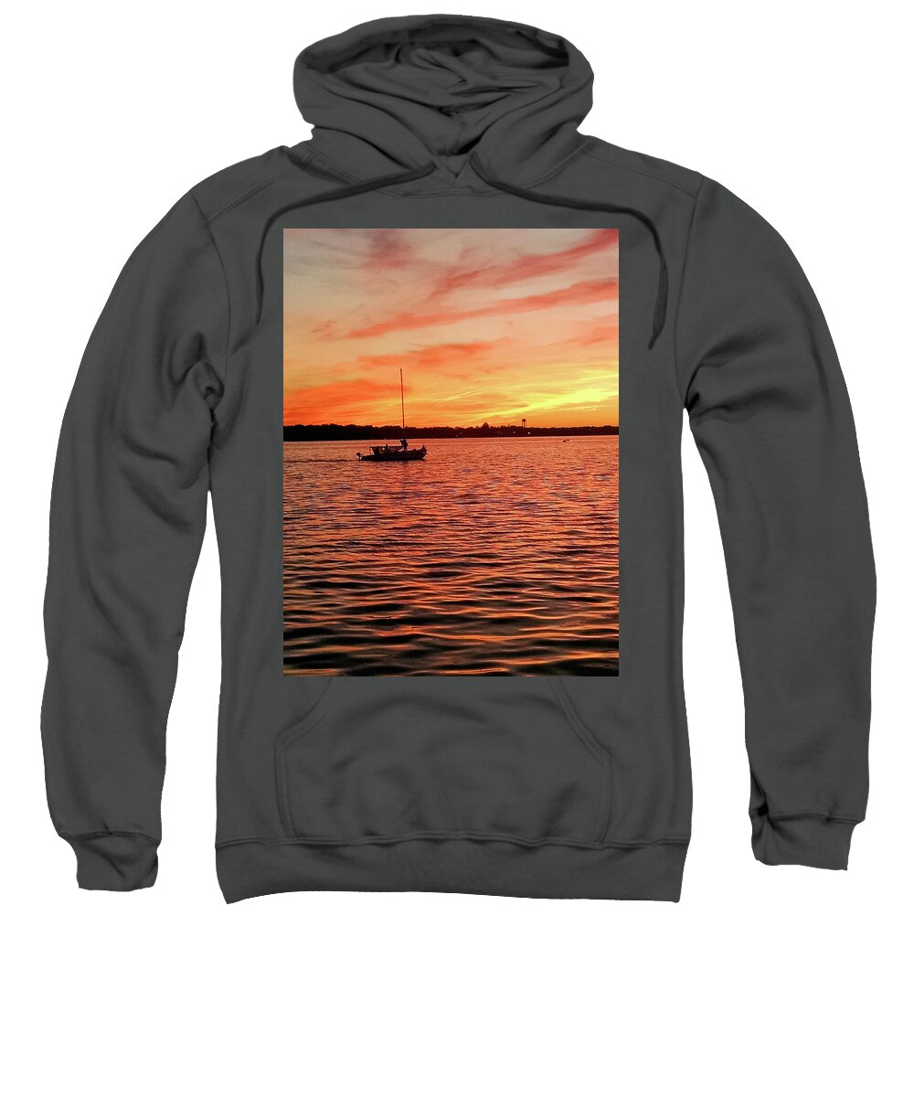 Sailboat Sweatshirt featuring the photograph Sunset Sail by Linda Henne