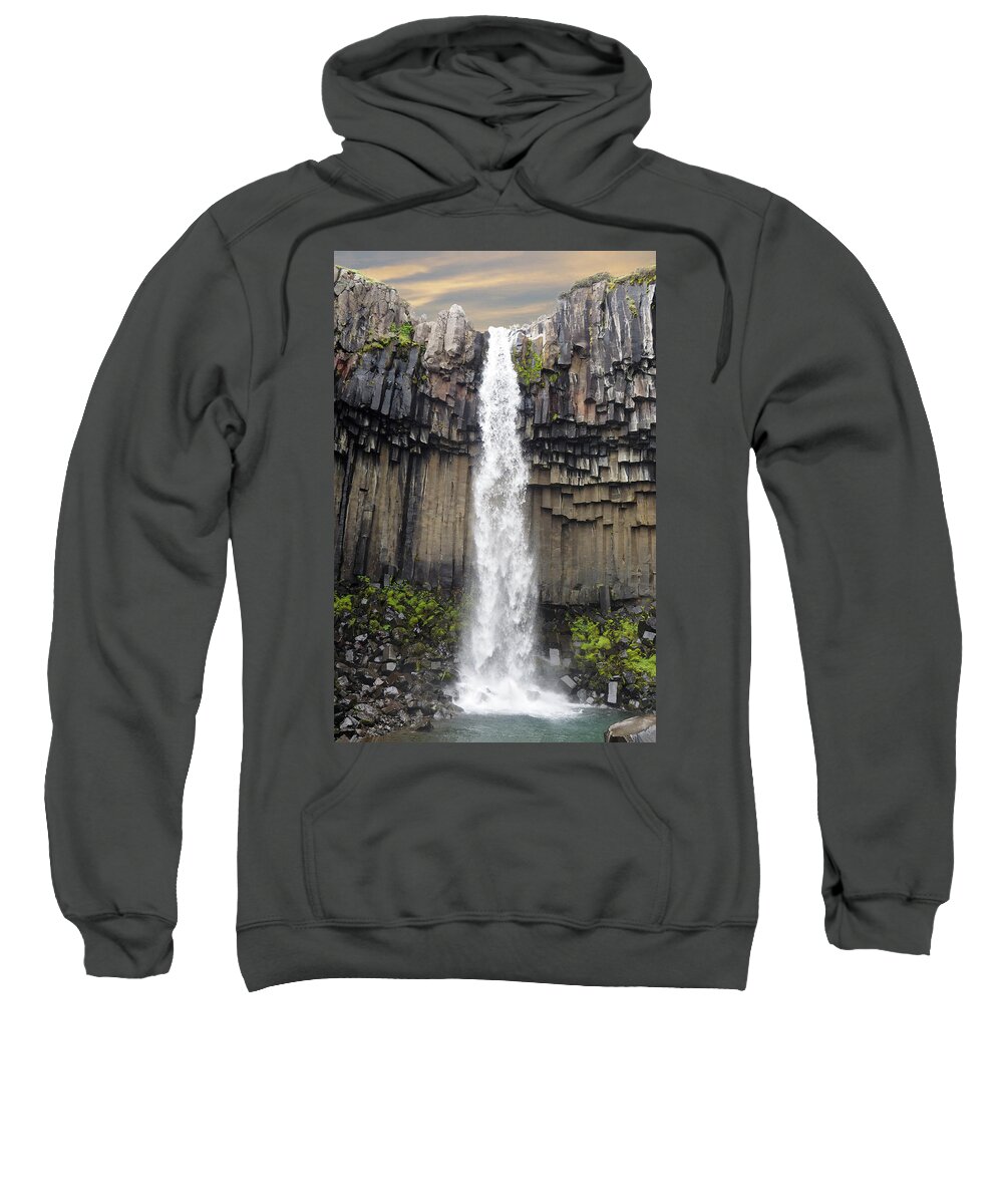 Waterfall Sweatshirt featuring the photograph Svartifoss Waterfall - Iceland by Marla Craven