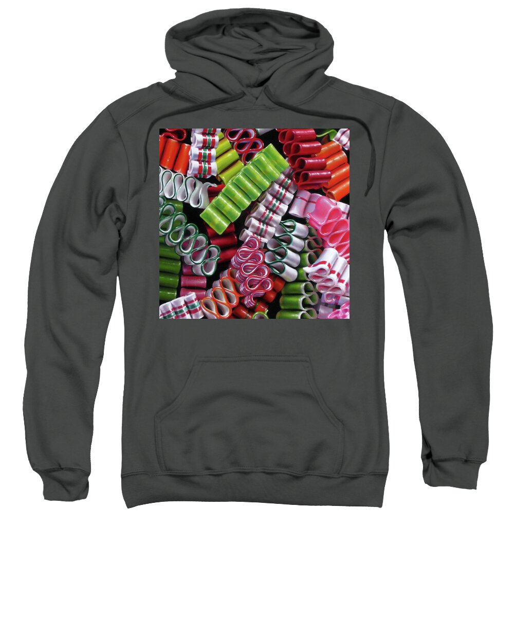 Candy Sweatshirt featuring the pastel Sweet Ribbons by Dianna Ponting