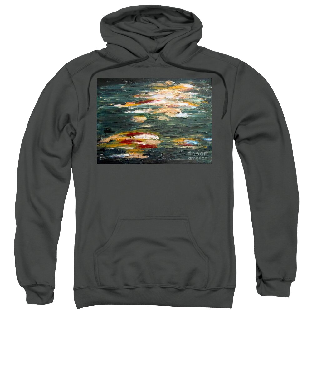 Abstract Sweatshirt featuring the painting Swimming Upstream by Petra Burgmann