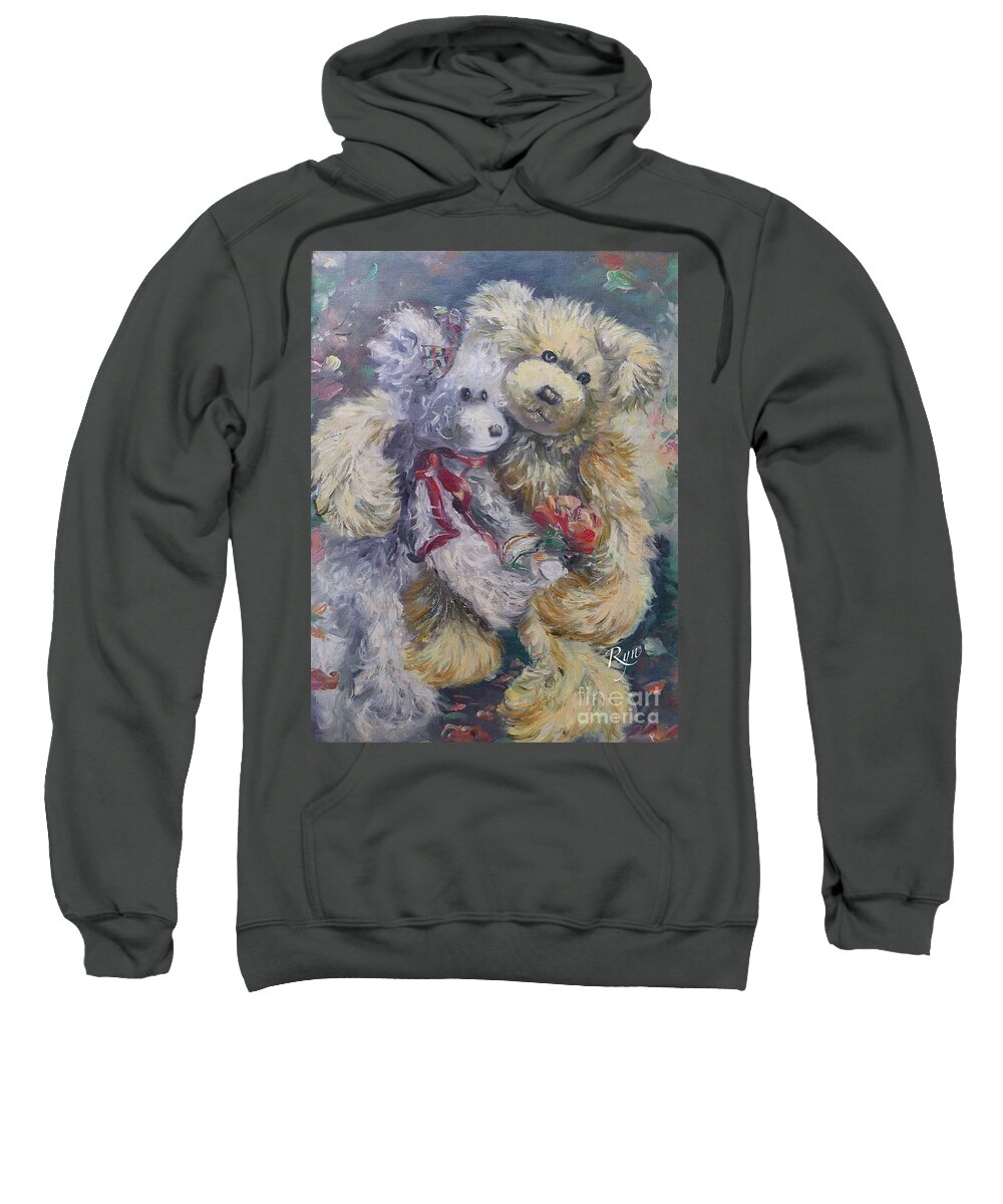 Teddy Bear Sweatshirt featuring the painting Teddy Bear Honeymooon by Ryn Shell