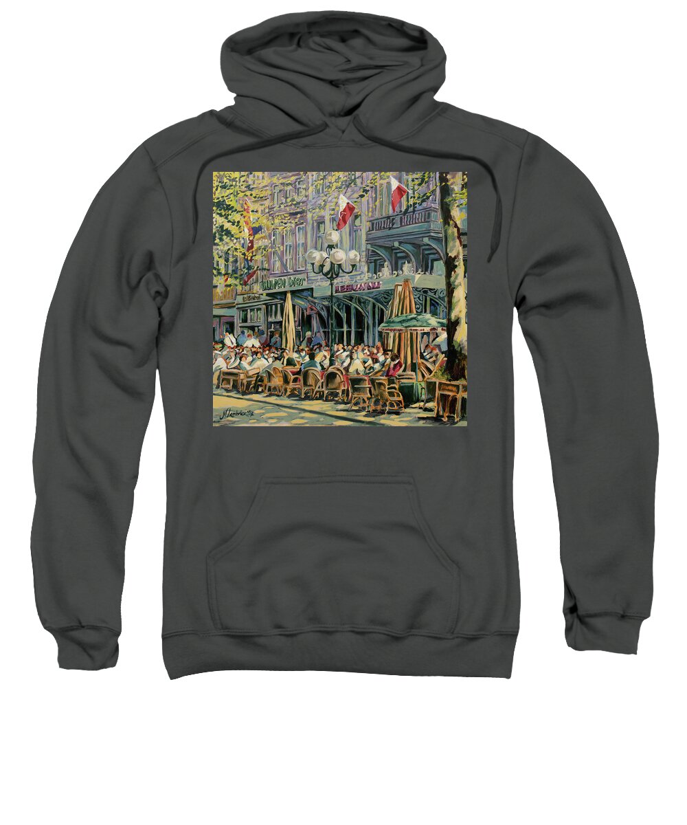 Vrijthof Sweatshirt featuring the painting Terrace at the Vrijthof in Maastricht by Nop Briex