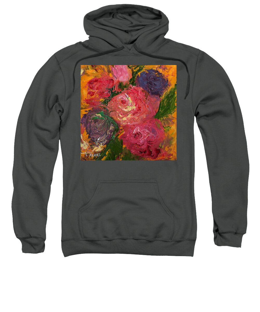 Rose Sweatshirt featuring the painting Textured Rose by Susan Hensel