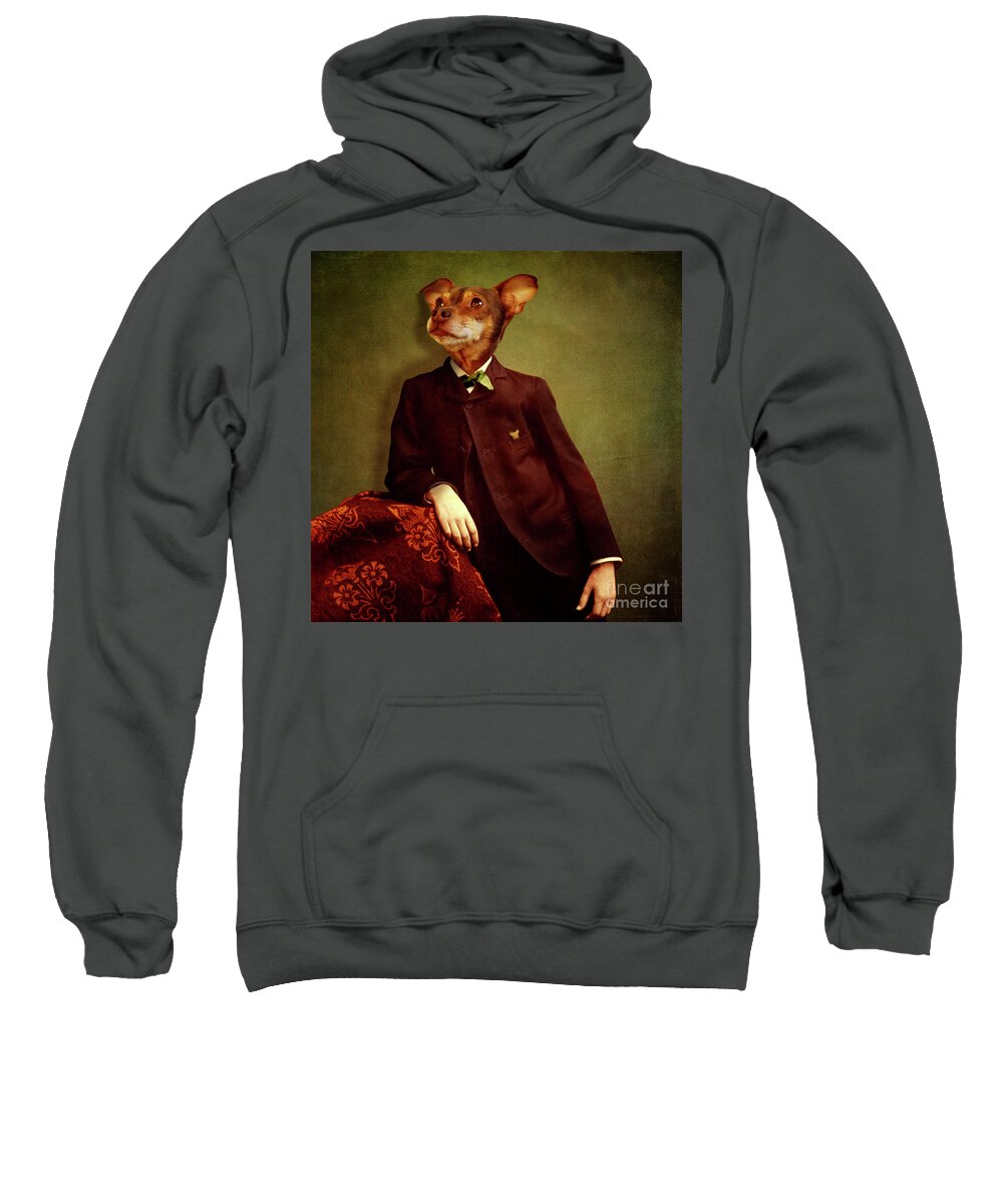 Dog Sweatshirt featuring the digital art The distracted boy by Martine Roch