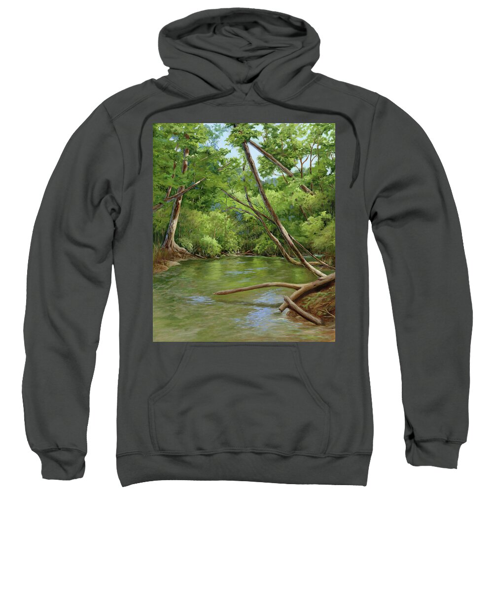 Trees Sweatshirt featuring the painting The Fallen Tree by Donna Tucker