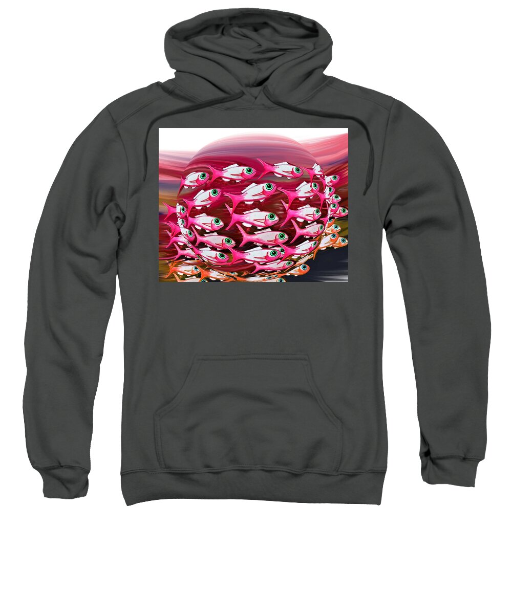 Modern Abstract Sweatshirt featuring the painting The Fish Eye View by Joan Stratton