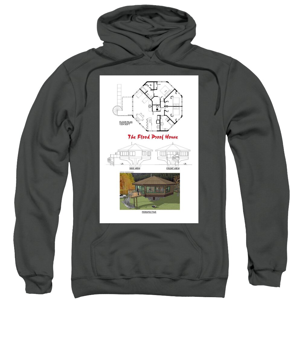 Flood Sweatshirt featuring the digital art The Flood Proof House by Robert Bissett