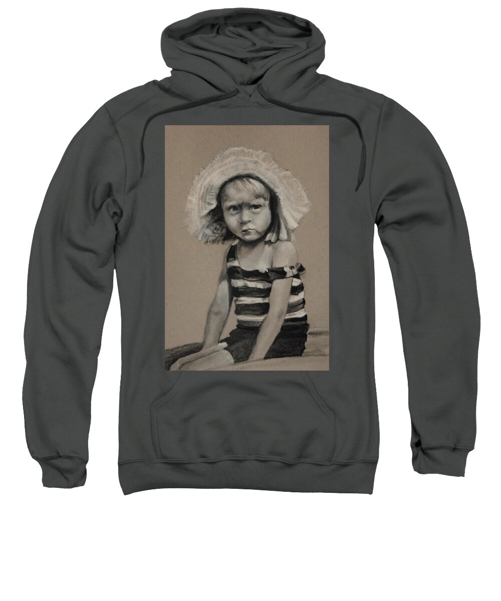 Girl Sweatshirt featuring the drawing The Girl in the Boat by Jean Cormier