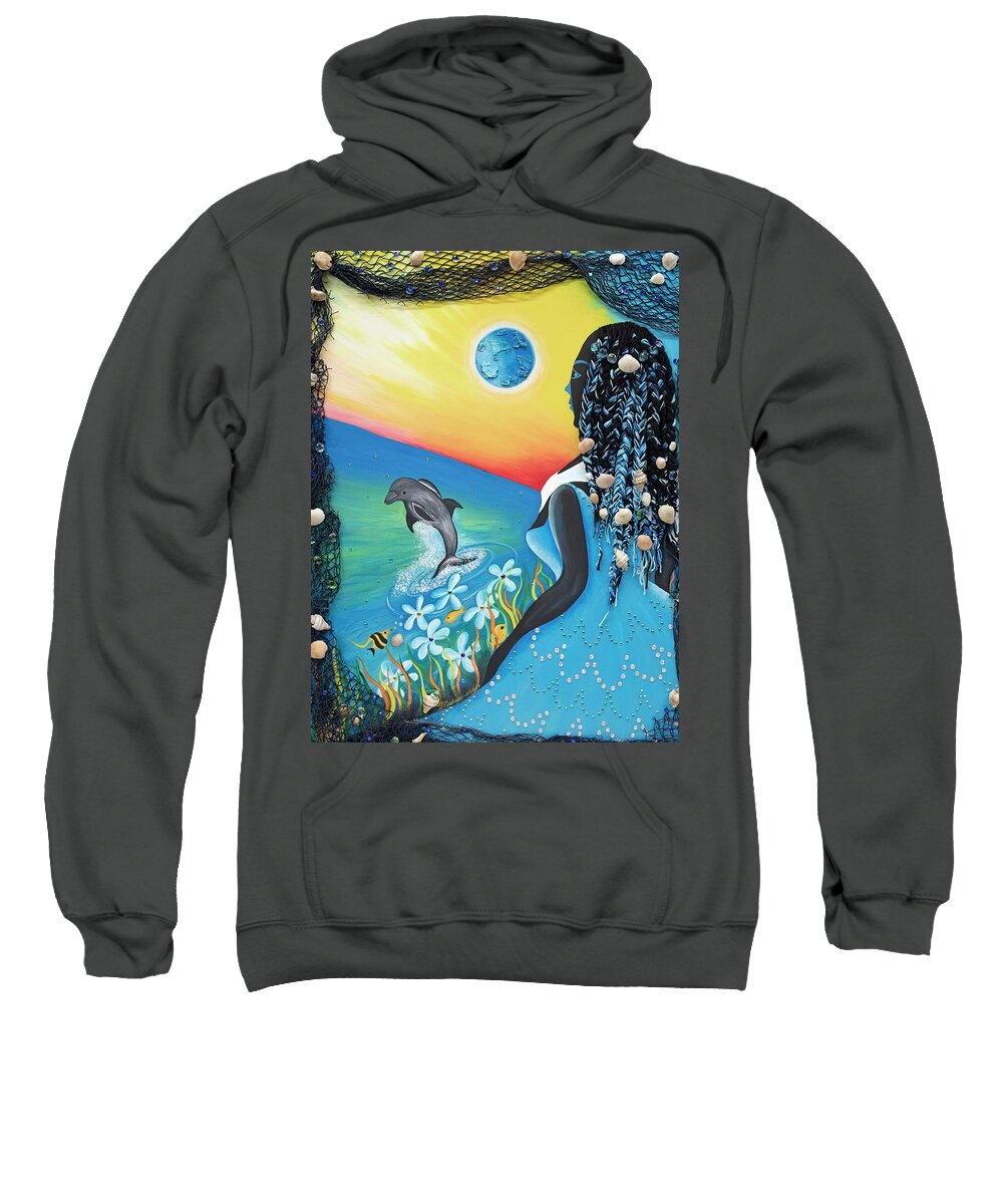 Sabree Sweatshirt featuring the painting The Heart of the Sea by Patricia Sabreee