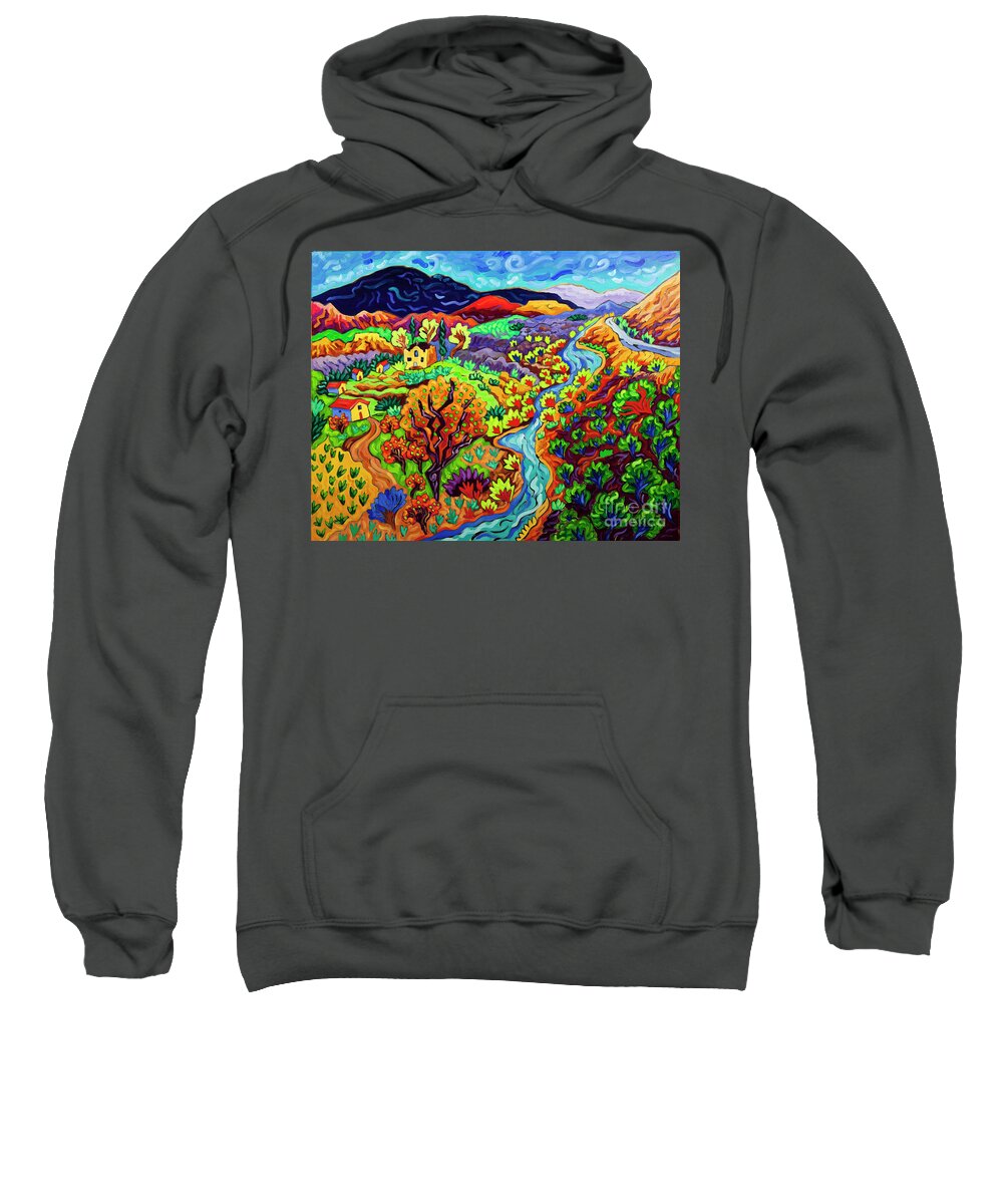  Sweatshirt featuring the painting The Long and Winding River by Cathy Carey
