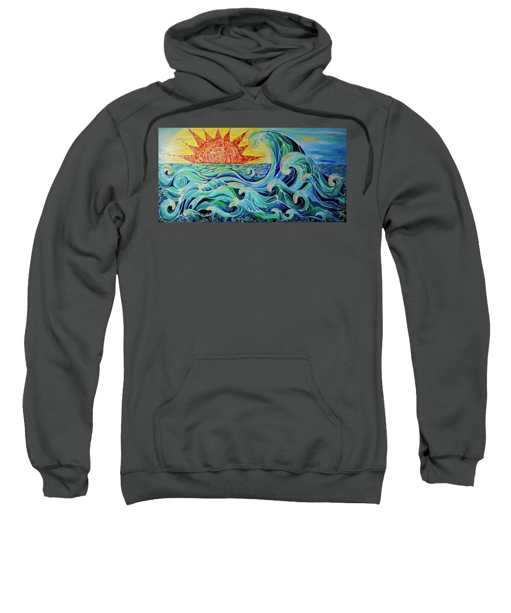 Waves Sweatshirt featuring the painting The Mother Wave by Patricia Arroyo