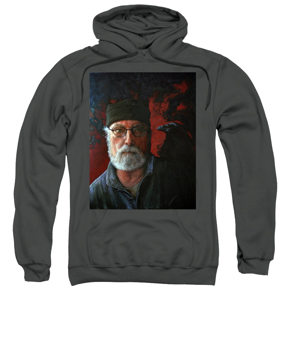 Self Portrait Sweatshirt featuring the painting The Raven King by William Stoneham